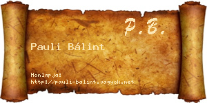 Pauli Bálint névjegykártya